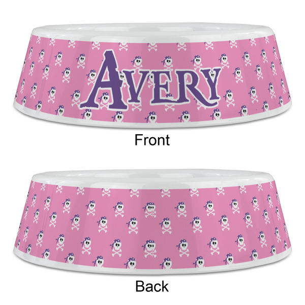 Pink Pirate Plastic Pet Bowls - Large - APPROVAL
