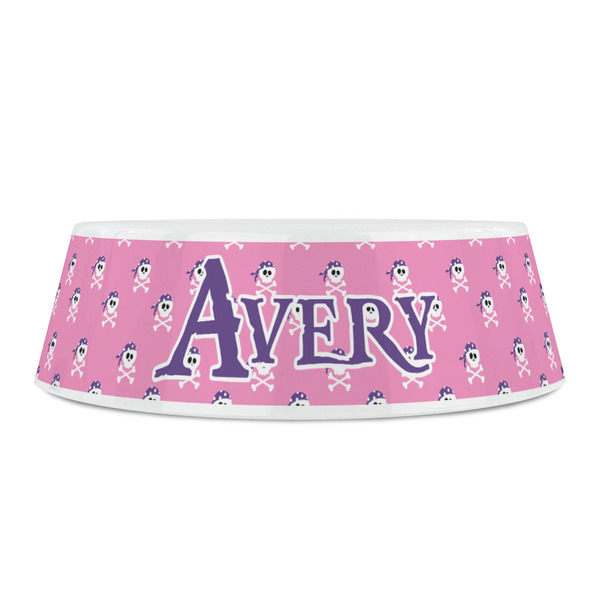 Pink Pirate Plastic Pet Bowls - Small - FRONT
