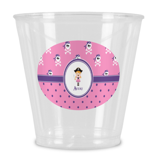 Custom Pink Pirate Plastic Shot Glass (Personalized)