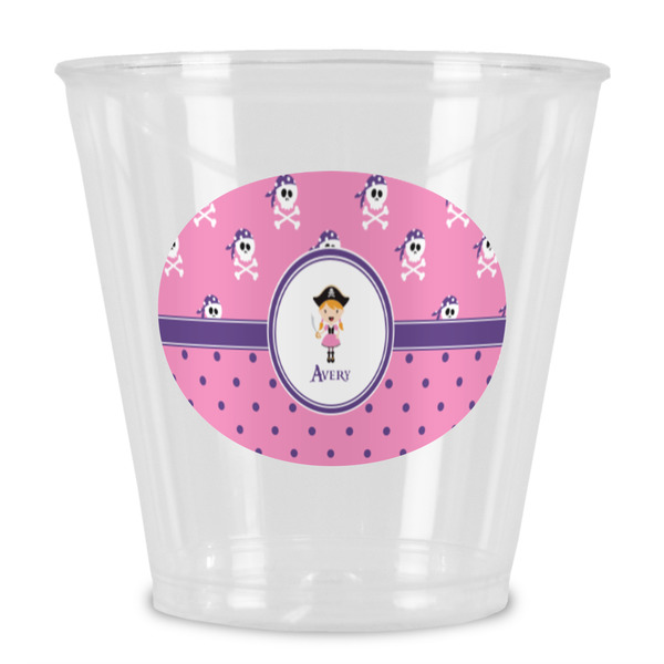 Custom Pink Pirate Plastic Shot Glass (Personalized)