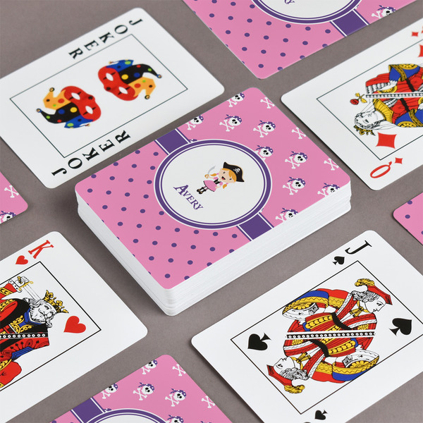 Pink Pirate Playing Cards - Front & Back View
