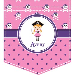 Pink Pirate Iron On Faux Pocket (Personalized)