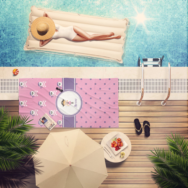 Pink Pirate Pool Towel Lifestyle