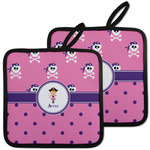 Pink Pirate Pot Holders - Set of 2 w/ Name or Text