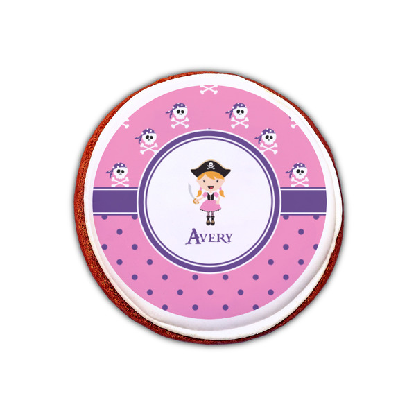 Pink Pirate Printed Icing Circle - XSmall - On Cookie