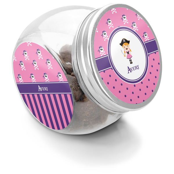 Custom Pink Pirate Puppy Treat Jar (Personalized)