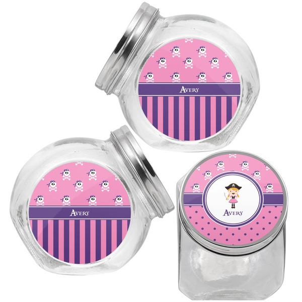 Pink Pirate Puppy Treat Jar - Top Left Right