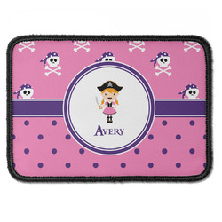 Pink Pirate Iron On Rectangle Patch w/ Name or Text