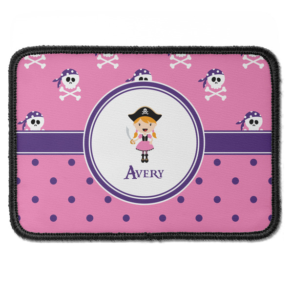 Custom Pink Pirate Iron On Rectangle Patch w/ Name or Text