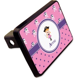 Pink Pirate Rectangular Trailer Hitch Cover - 2" (Personalized)
