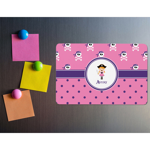Pink Pirate Rectangular Fridge Magnet - LIFESTYLE