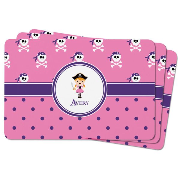 Pink Pirate Rectangular Fridge Magnet - THREE
