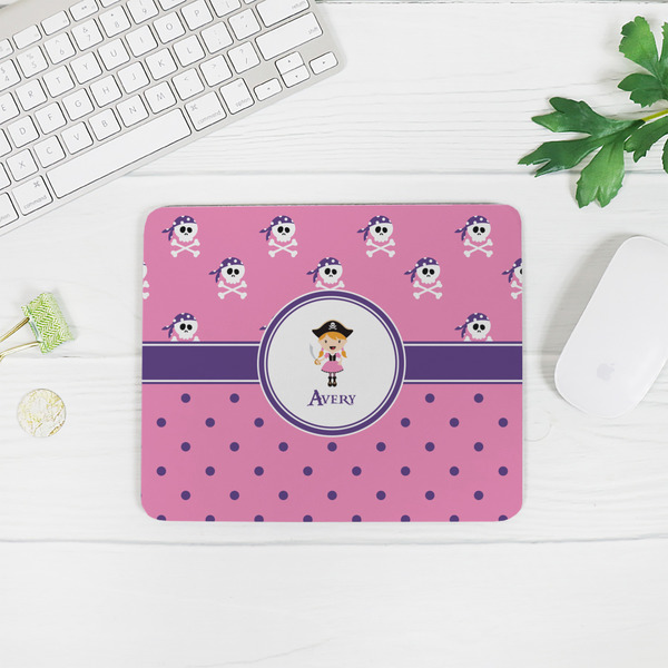 Pink Pirate Rectangular Mouse Pad - LIFESTYLE 2