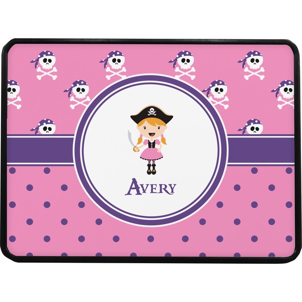 Pink Pirate Rectangular Trailer Hitch Cover (Personalized)