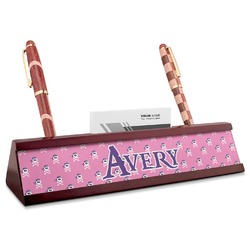 Pink Pirate Red Mahogany Nameplate with Business Card Holder (Personalized)