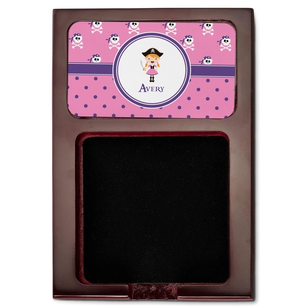 Pink Pirate Red Mahogany Sticky Note Holder - Flat