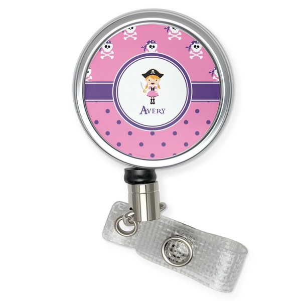 Custom Pink Pirate Retractable Badge Reel (Personalized)
