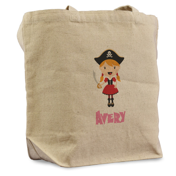 Custom Pink Pirate Reusable Cotton Grocery Bag (Personalized)