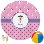 Pink Pirate Round Beach Towel (Personalized)