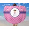 Pink Pirate Round Beach Towel - In Use
