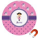 Pink Pirate Round Car Magnet - 6" (Personalized)