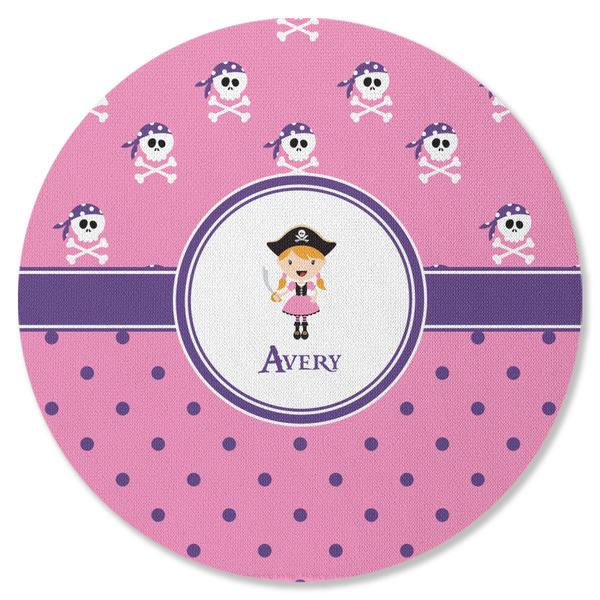 Pink Pirate Round Coaster Rubber Back - Single