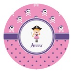 Pink Pirate Round Decal - Large (Personalized)