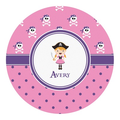 Pink Pirate Round Decal (Personalized)