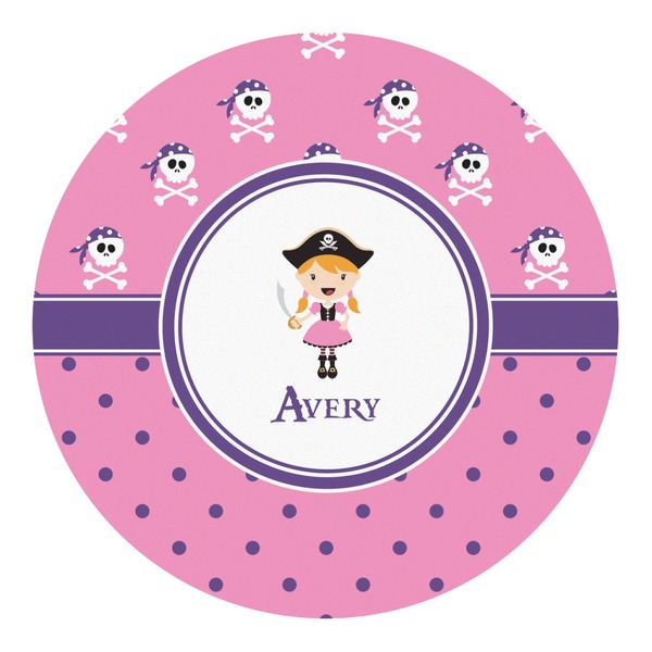 Custom Pink Pirate Round Decal - Large (Personalized)