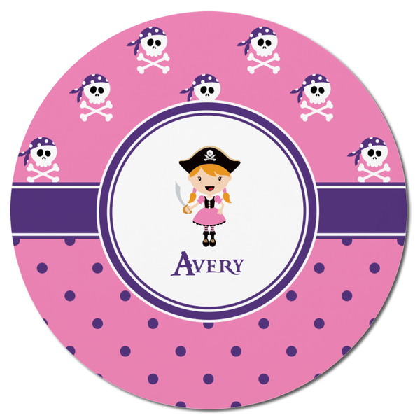 Pink Pirate Round Fridge Magnet - FRONT