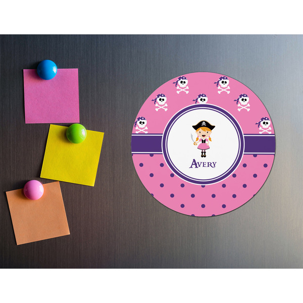 Pink Pirate Round Fridge Magnet - LIFESTYLE