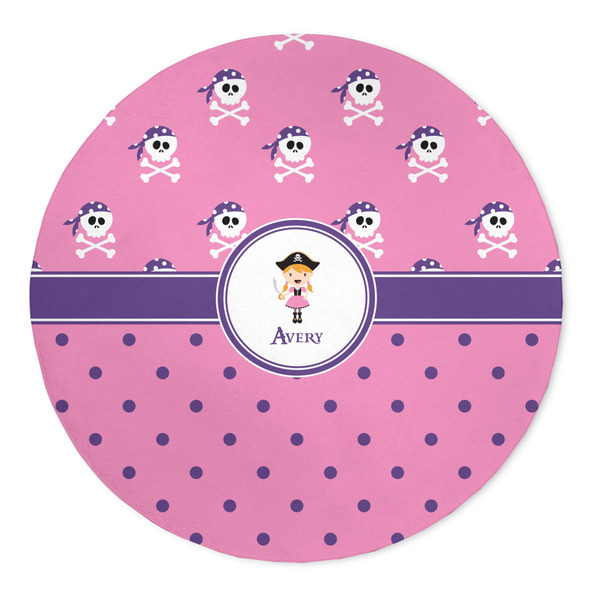 Custom Pink Pirate 5' Round Indoor Area Rug (Personalized)