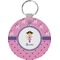 Pink Pirate Round Plastic Keychain (Personalized)