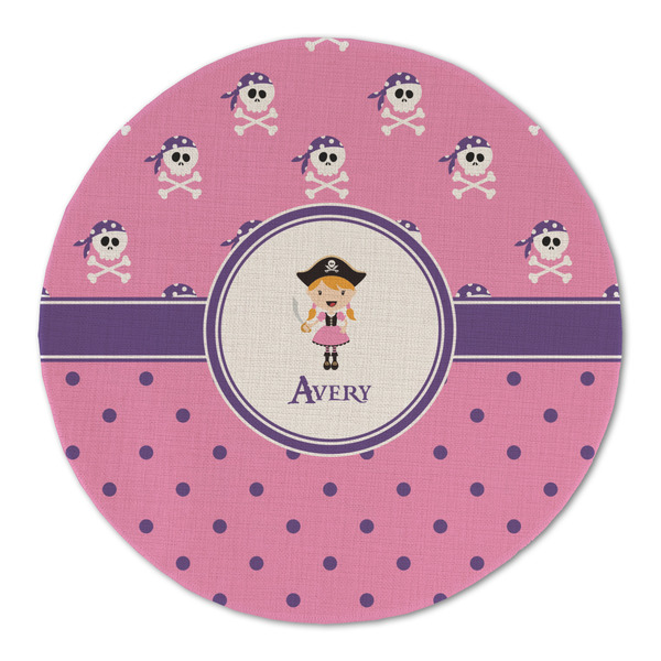 Pink Pirate Round Linen Placemats - FRONT (Double Sided)