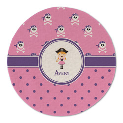 Pink Pirate Round Linen Placemat - Single Sided (Personalized)