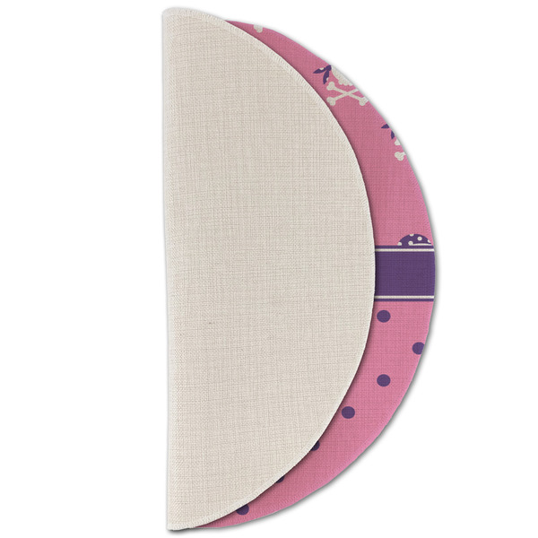 Pink Pirate Round Linen Placemats - HALF FOLDED (single sided)