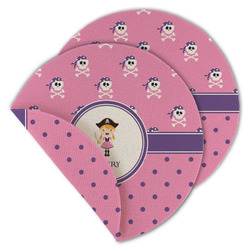 Pink Pirate Round Linen Placemat - Double Sided (Personalized)