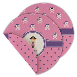 Pink Pirate Round Linen Placemat - Double Sided - Set of 4 (Personalized)