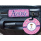 Pink Pirate Round Luggage Tag & Handle Wrap - In Context