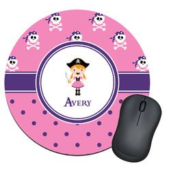 Pink Pirate Round Mouse Pad (Personalized)
