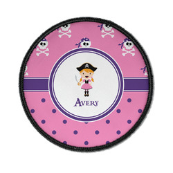 Pink Pirate Iron On Round Patch w/ Name or Text
