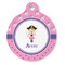 Pink Pirate Round Pet ID Tag - Large - Front