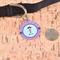 Pink Pirate Round Pet ID Tag - Large - In Context