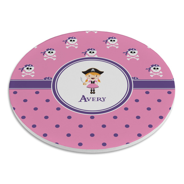 Pink Pirate Round Stone Trivet - Angle View