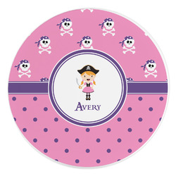 Pink Pirate Round Stone Trivet (Personalized)