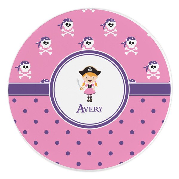 Custom Pink Pirate Round Stone Trivet (Personalized)