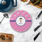 Pink Pirate Round Stone Trivet - In Context View