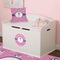 Pink Pirate Round Wall Decal on Toy Chest