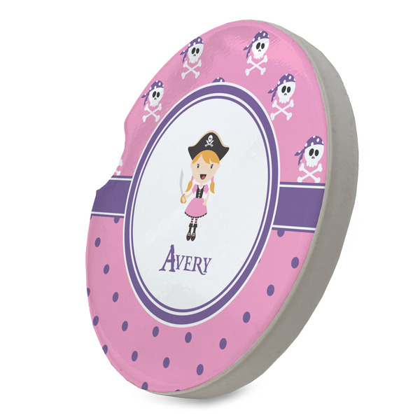 Pink Pirate Sandstone Car Coaster - STANDING ANGLE