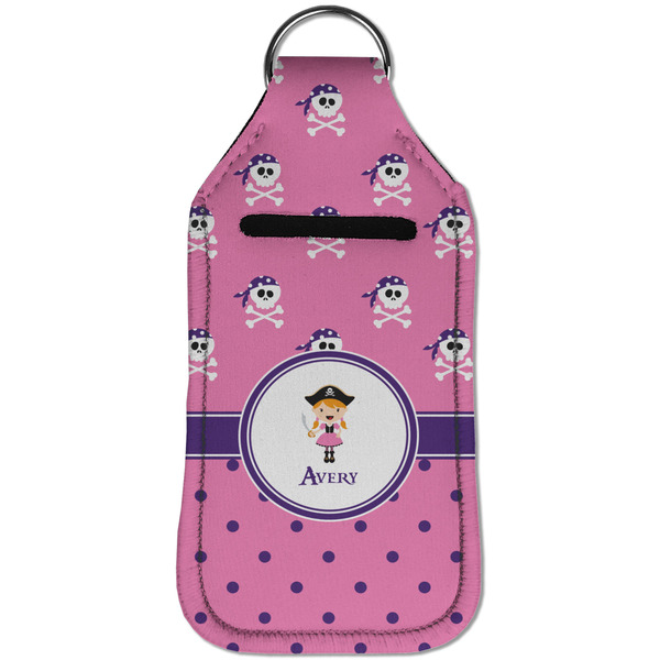 Pink Pirate Sanitizer Holder Keychain - Large (Front)